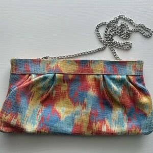 Colorful Textured Clutch Chain Strap Y2K Abstract Statement Bag